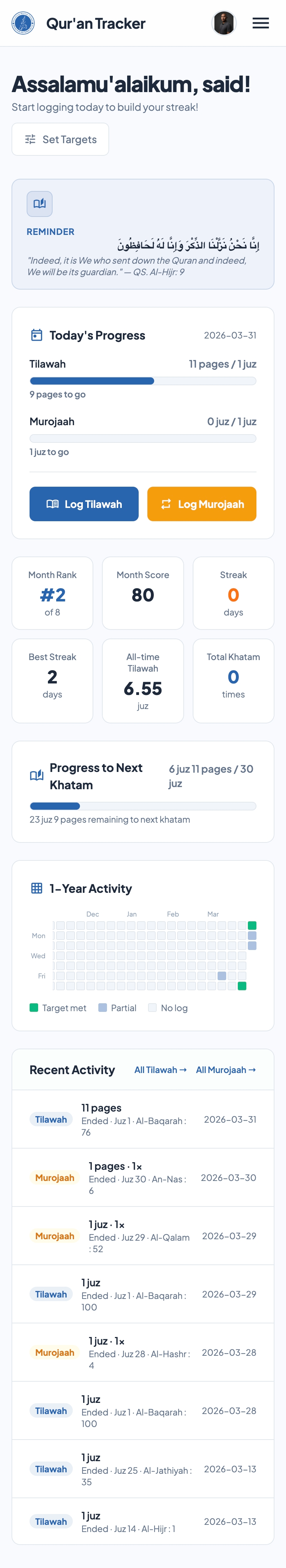 Quran Tracker